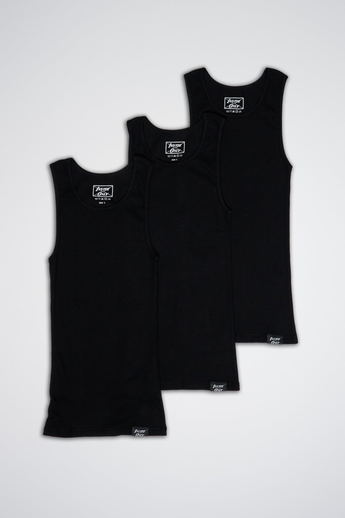 3 Pack Black Beater Tanks